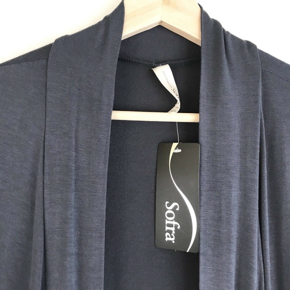Sofra Grey Super Soft Short Sleeve Open Cardigan - Picture 4 of 5